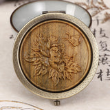 ianna Wood Engraved Chinese Element foldable pocket makeup mirror